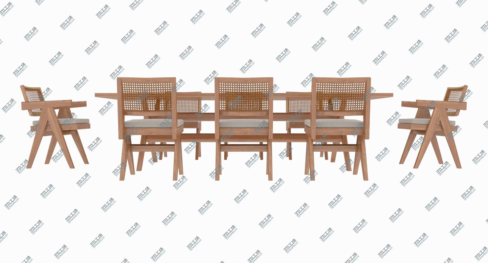 images/goods_img/202105073/3D Cassina Jeanneret Capitol Complex Table with Office Chair and Wooden Chair with Cushions Set model/3.jpg